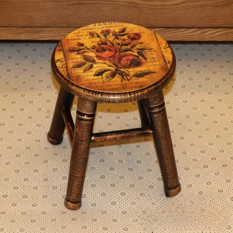 

Табурет в американском стиле, скамейка для детей и взрослых с нескользящими ножками, декоративное круглое деревянное сиденье для гостиной и класса