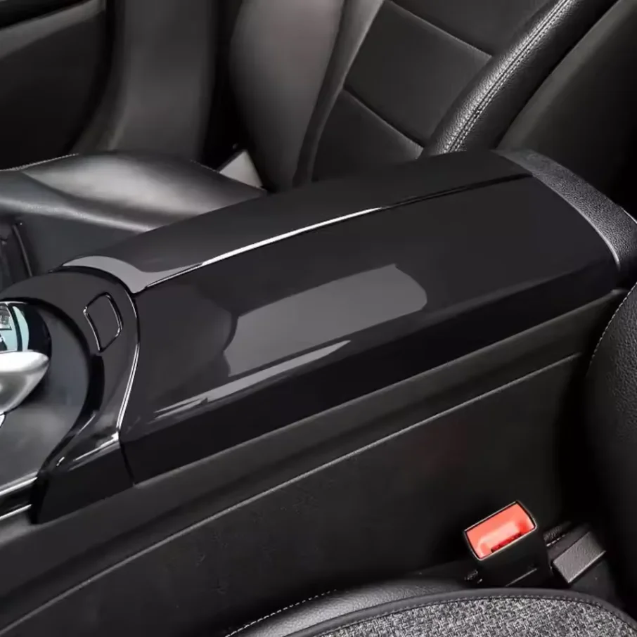 

4Pcs Carbon Fiber Car Center Armrest Box Panel Switch Button Cover Interior Accessories For Mercedes Benz E GLC C class W205