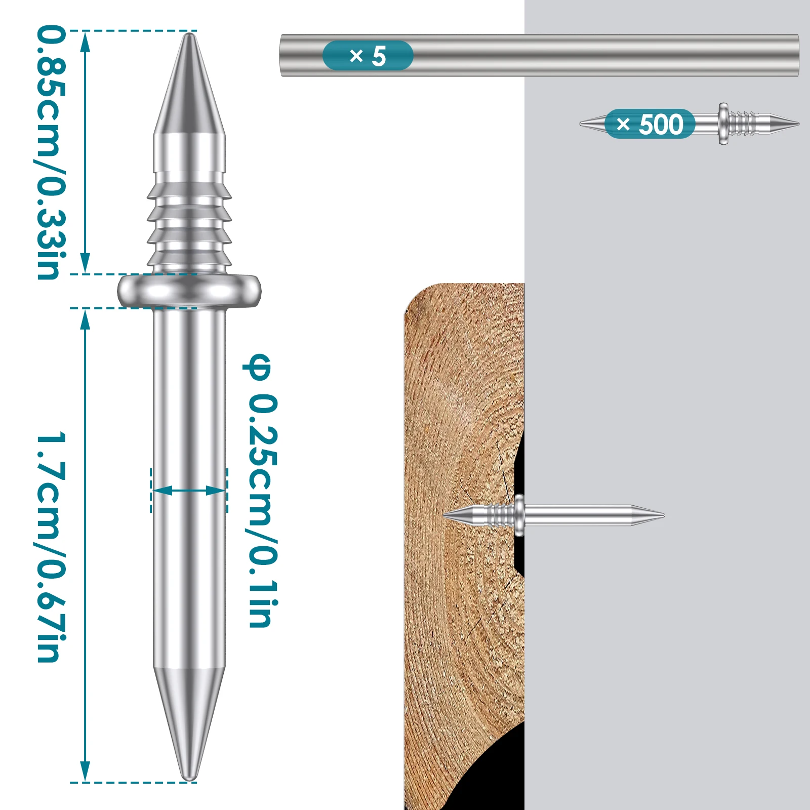 1 Set Double-Head Skirting Thread Seamless Nail Metal Skirting Line Without Marks Nail Screws Set with 2 Rods for Skirting Line