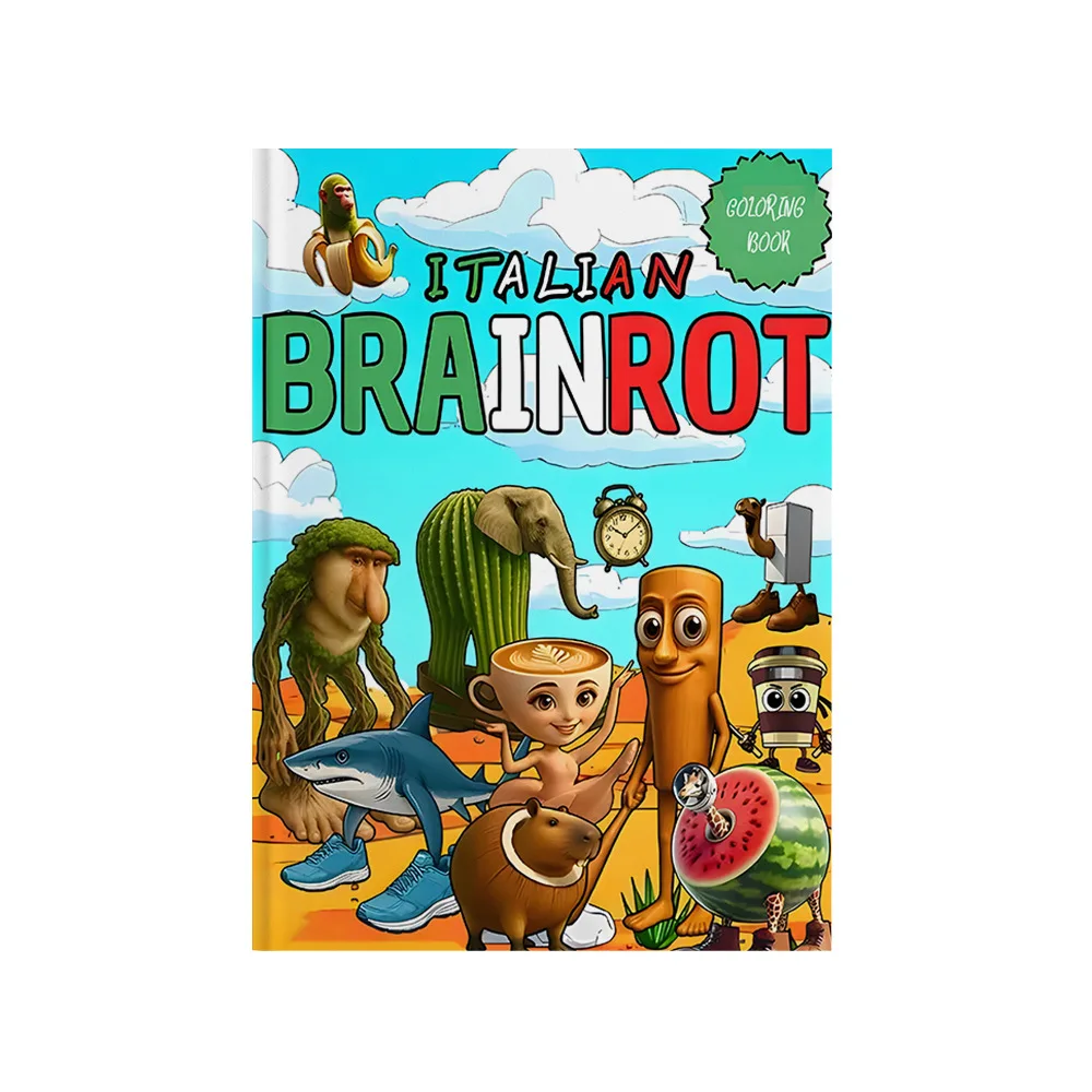 Italian Brainrot Coloring Book Viral Weird Meme Mixed Cartoon Character Stress Relief Drawing Gift