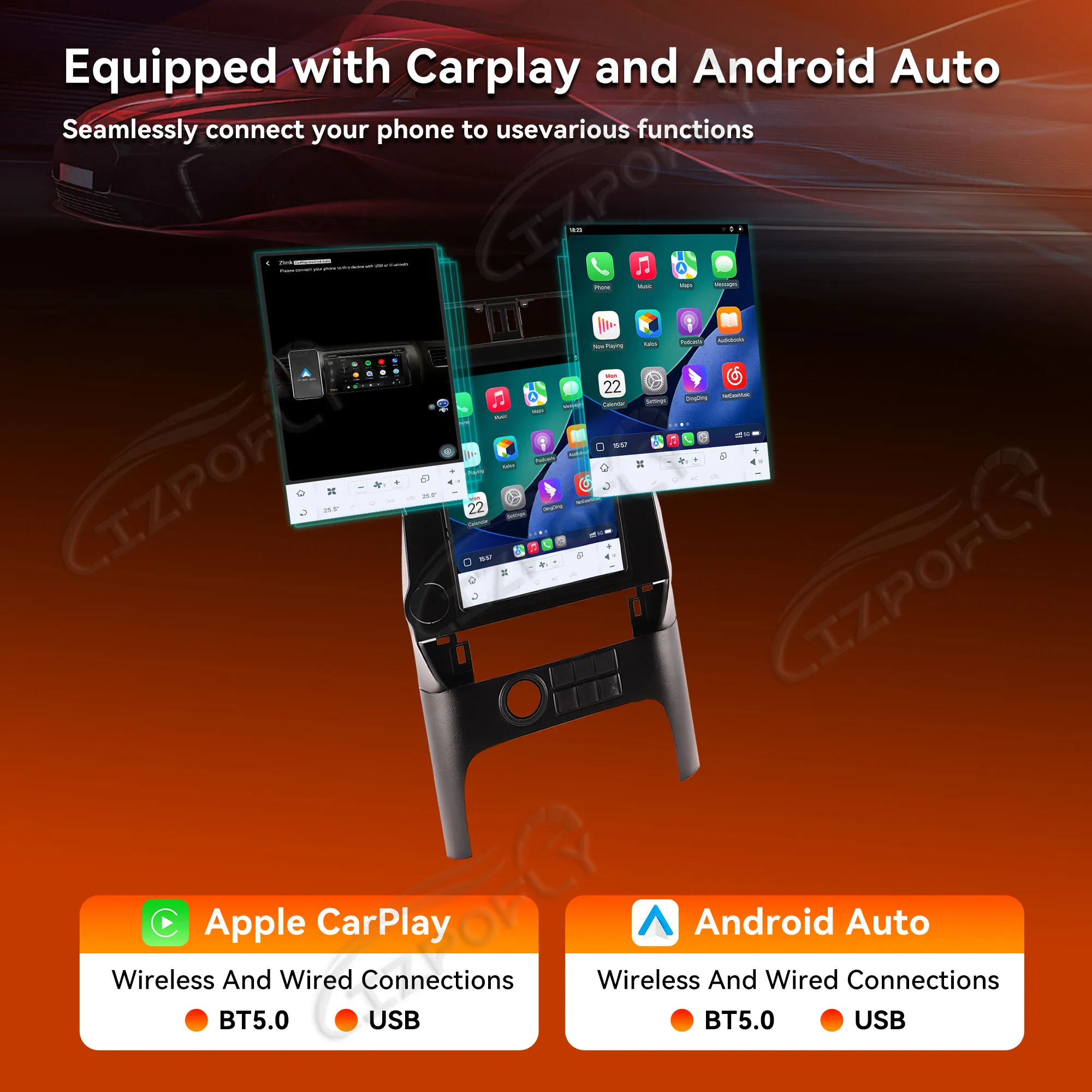 Lizpofly 12.1 Inch Android 15 CarPlay Car Radio For Toyota Prado 2018-2020 Touch Screen Multiedia Player GPS Navigation Car