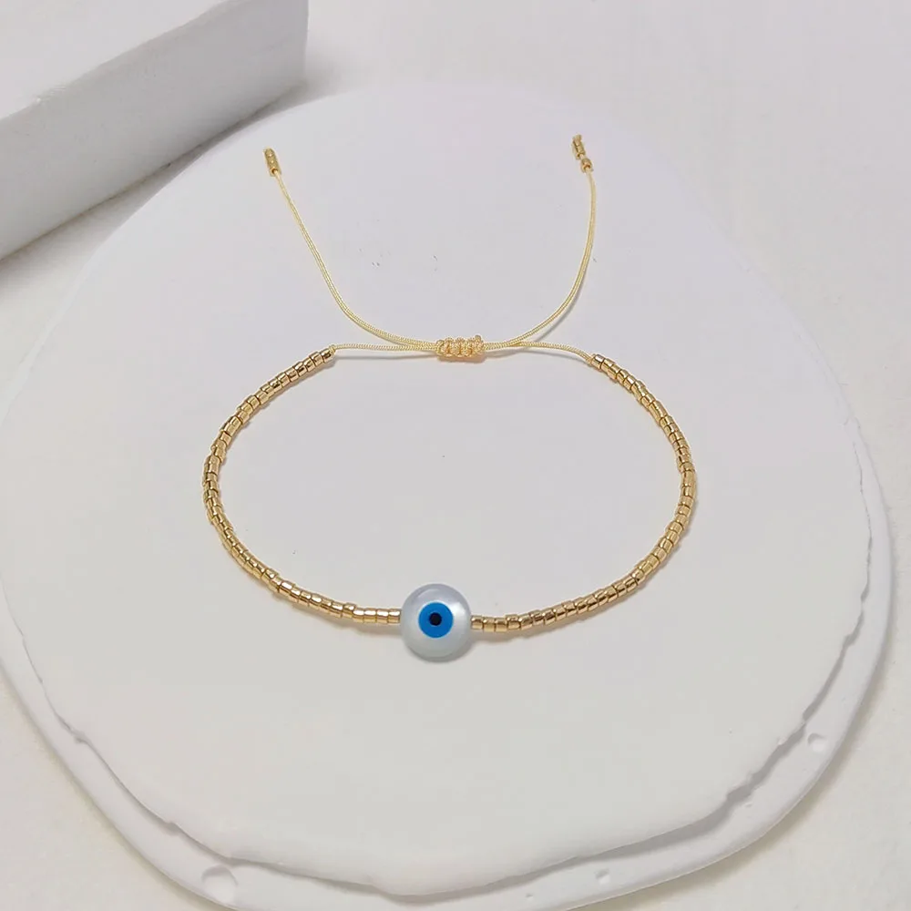 Miyuki-Perlenarmband mit Bösem Blick & Gänseblümchen-Anhänger, stapelbar, verstellbar, Pulseras-Schmuck für Frauen, Teenager, Boho-Strandschmuck – Detail 5