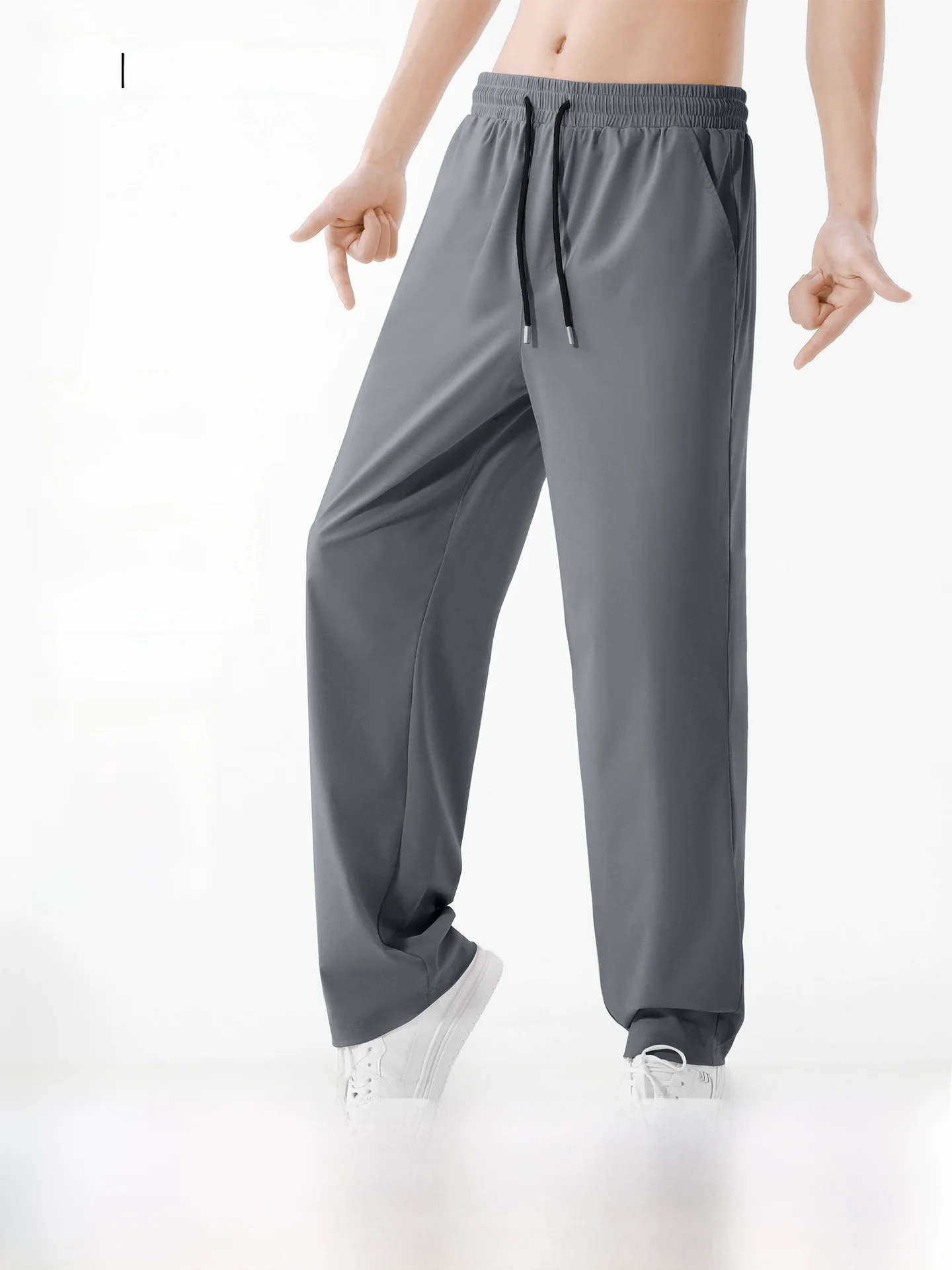 

Qui Dry Sports Ice Silk Casual Pants Men's Summer Thin Running Fitn Loose plus Size Leisure Trousers J man