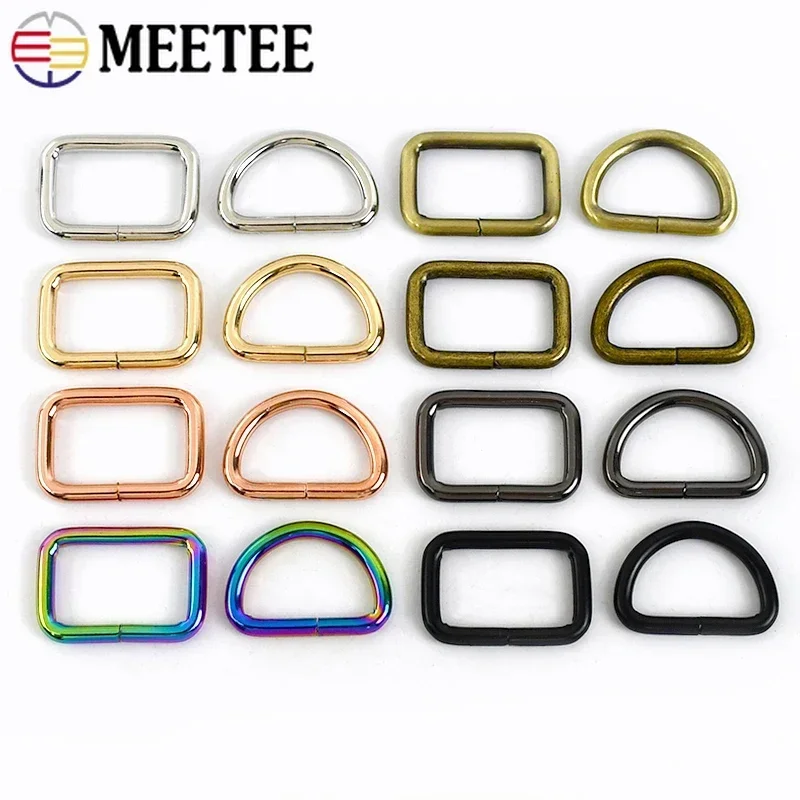 10Pcs Meetee 20-50mm Rings Metal Buckle Bag Strap O D Ring Hook Webbing Handle Connect Rectangle Clasp Clip Hardware Accessories