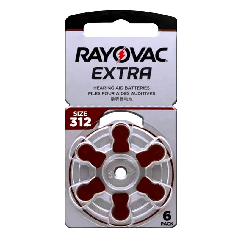 Rayovac Extra Hearing Aid Batteries 312 A312 312A P312 PR41 Zinc Air Cell Button Battery Size 312 1.45V for Hearing Aids