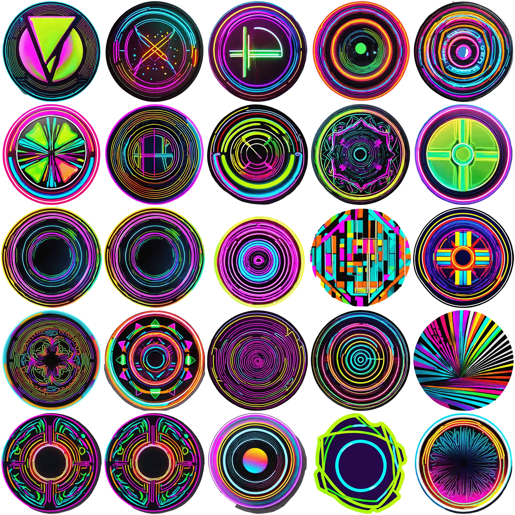 50 pieces of neon circular stickers Whimsical and Colorful 50 Pieces Stickers for Decoration