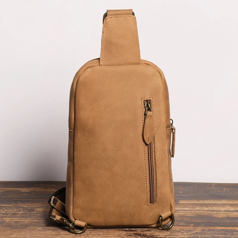 Imagem -06 - Sling de Couro Genuíno Vintage para Homens Bolsa de Ombro Crossbody Mochila de Viagem Casual Couro