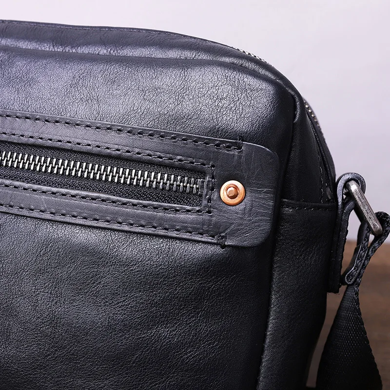 Bolso de hombro de cuero hecho a mano para hombres, bolsos de mensajero de cuero de grano completo, moda coreana y deportes, nuevo