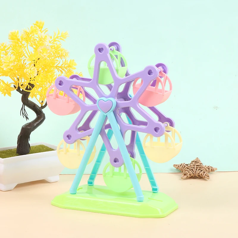 1Pc Zufällig Kunststoff Rotierenden Riesenrad Modell Spielzeug Puppe Haus Vergnügungspark Dekor Einrichtung Zubehör