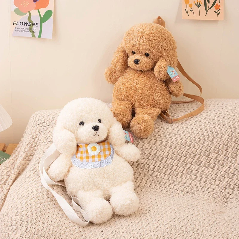 35/45cm Teddy Hund Rucksäcke Stofftier Pudel tasche Plüsch verstellbare Schult aschen Kindergarten Plüsch Rucksack Spielzeug Geschenke – Detail 6