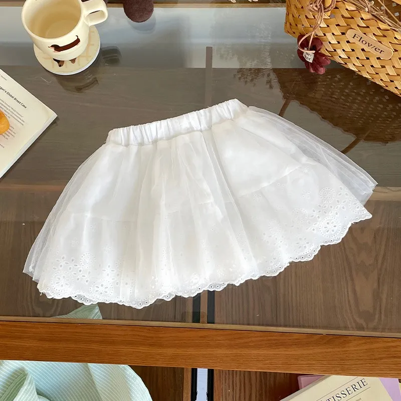 

Girls' half-length skirt 2026 summer new girls clothing lace double-layer small girl's skirt