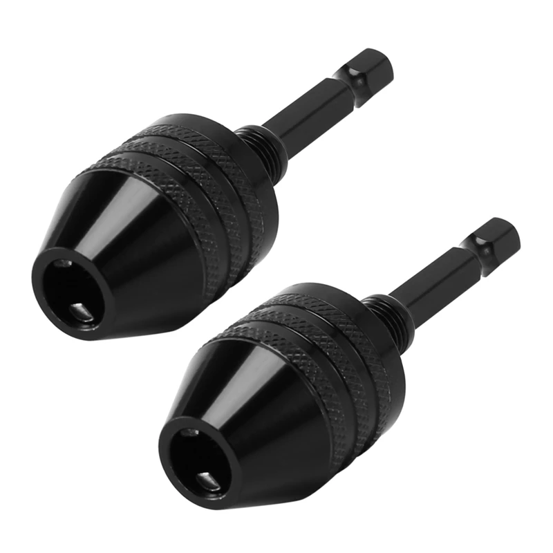 2X 0.3-8Mm 1/4 Inch Keyless Drill Chuck Screwdriver Impact Driver Adaptor Hex Shank Drill Grinder