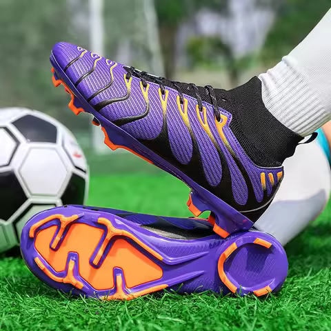 Man Soccer Shoes High Top Football Field Boots Teenager's Sports Cleats Outdoor Grass Training Boot Quality Soccer Sneakers 2025