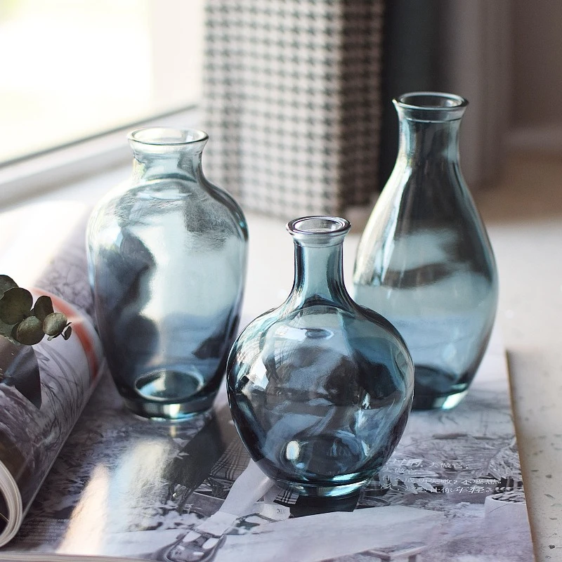 3-piece Retro Glass Vase, Plant Vase, Flower Arrangement, Hydroponic Aquarium, Desktop Vase