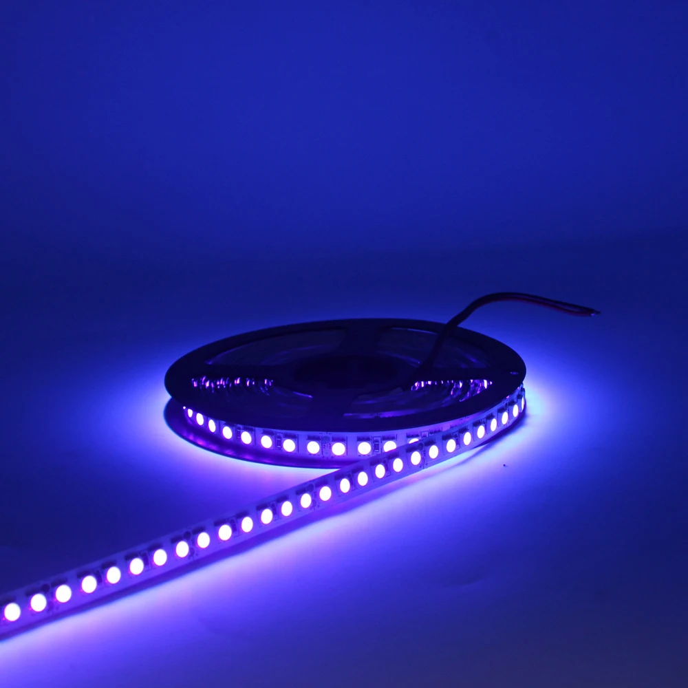 Tira de luces Led UV de 5V, 12V, 24V, 395-405nm luz UVA, SMD 5050, 60/120LED/m, cinta de diodo Led ultravioleta, lámpara de cinta púrpura
