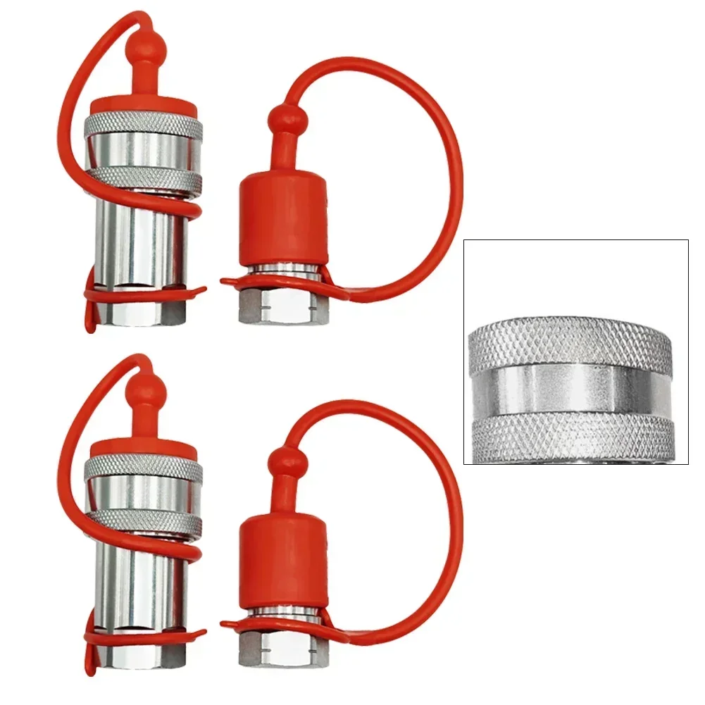 2 Sets NPTI Hydraulic Quick Connect Couplers ISO5675 with Dust Cover for Secure and Efficient Tractor Connection