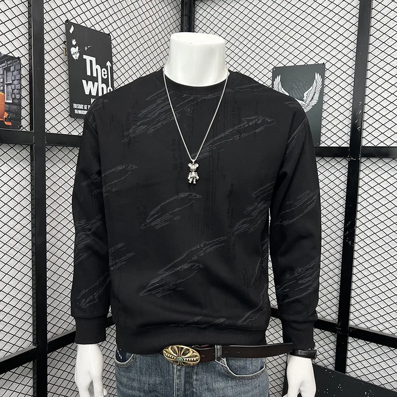 Men Casual Crew Neck Long Sleeve Sweatshirt New Pullover Loose Fit All Match Base Layer Top Soft Friendly Fabric Trendy Clothing
