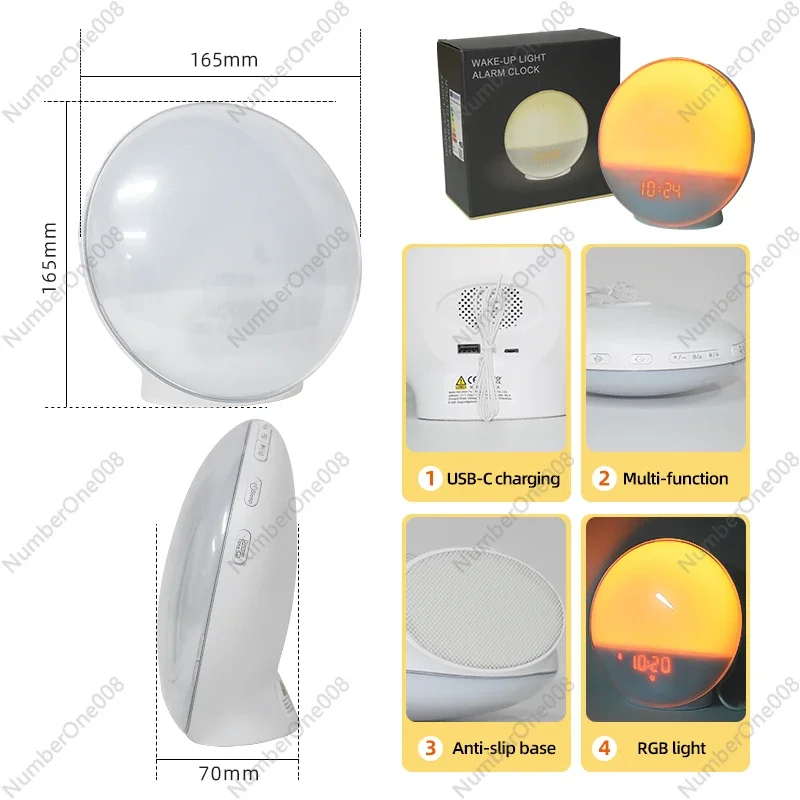 

Будильник с восходом солнца и ночником RGB, лампа-будильник с сенсорным датчиком, декор для спальни, подарок на день рождения, прикроватная лампа