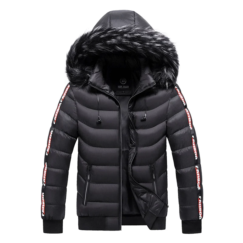 Parkas com capuz destacável masculino com chapéu, jaquetas quentes, corta-vento, outwear, casacos masculinos, inverno, outono