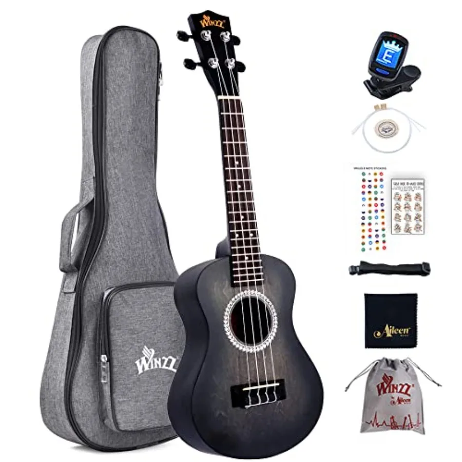 

Concert Ukulele 23 Inches Black Beginner Kit for Adults and with Unique Color Design