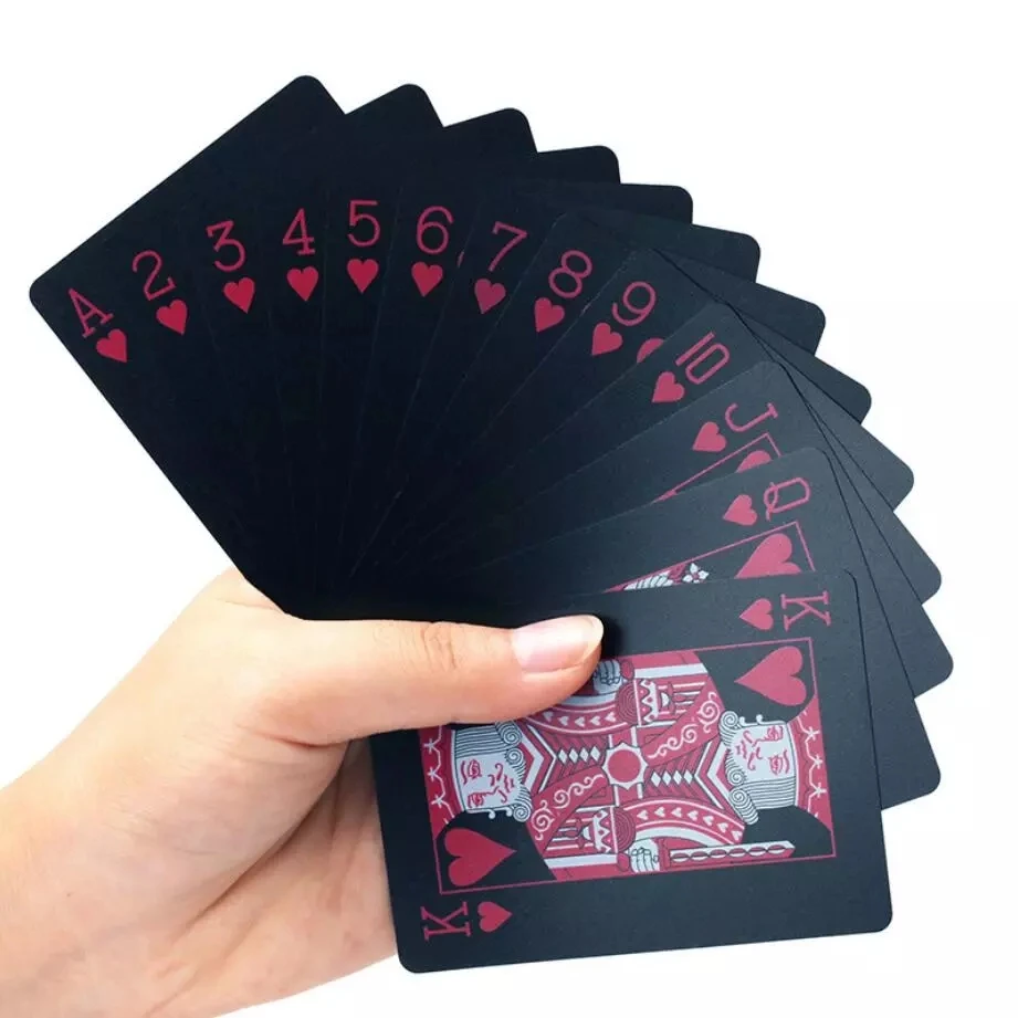 54pcs Quality Waterproof PVC Plastic Playing Cards Set Black Red Magic Box-packed Plastic Playing Classic Magic Tricks Tool