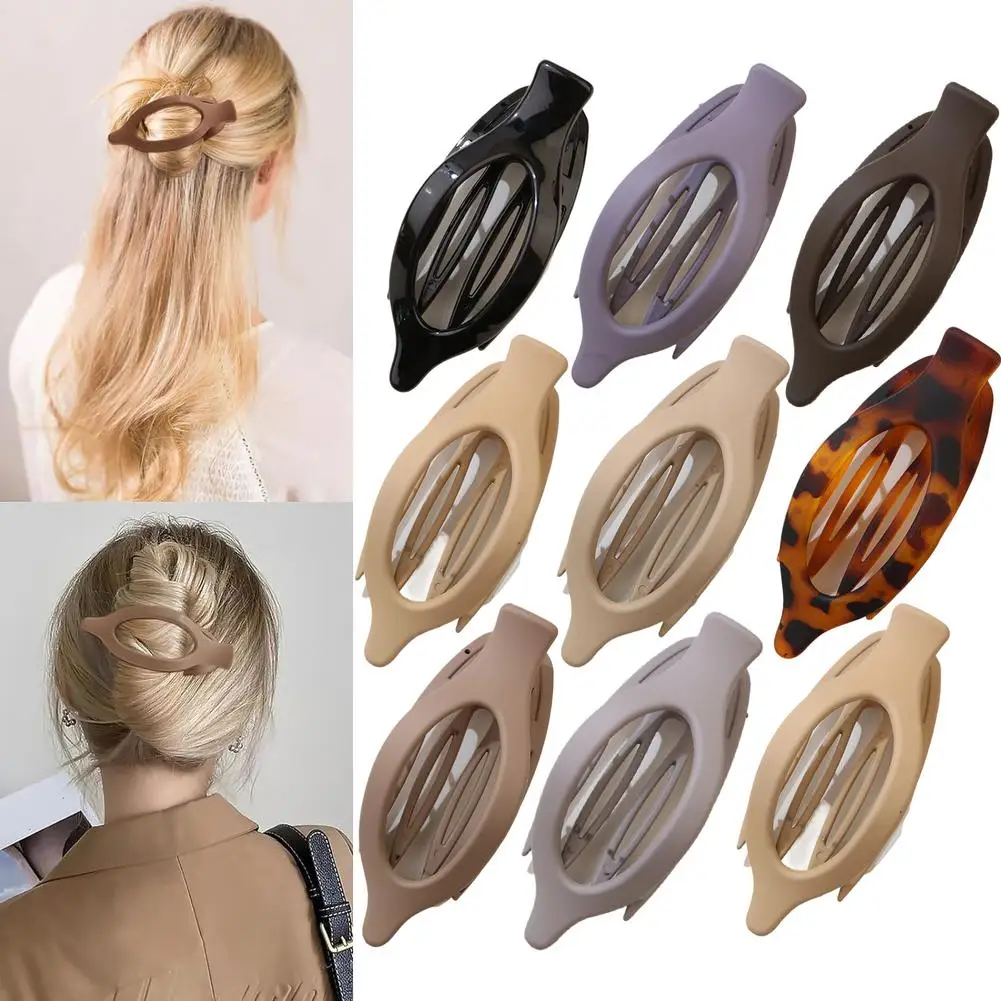 Minimalist Hair Clip Large Size Matte Finish Duckbill Claw Hollowed Oval Geometric Barrettes Chic Updo Holder for Thick Hair New