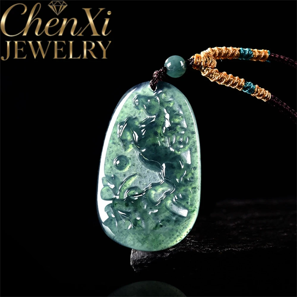 

High-End Authentic Natural A-Grade Jadeite Blue Water Get Rich Immediately Ma Brand Starchy Jade Pendant Fine Jewelry Exquisite