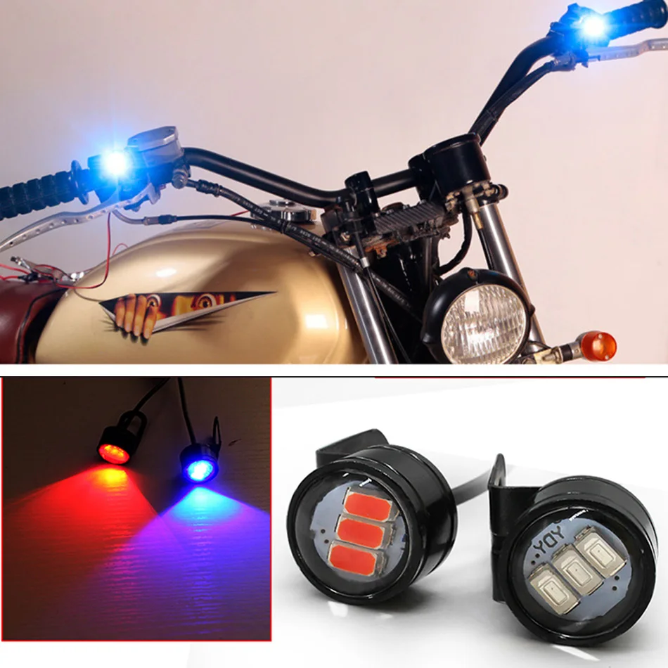 2pcs Com Suporte Car Eagle Eye LED Reverse Backup Driving Light Signal Lâmpadas Motocicleta Nevoeiro Lâmpada Cabeça Daytime Running Lights