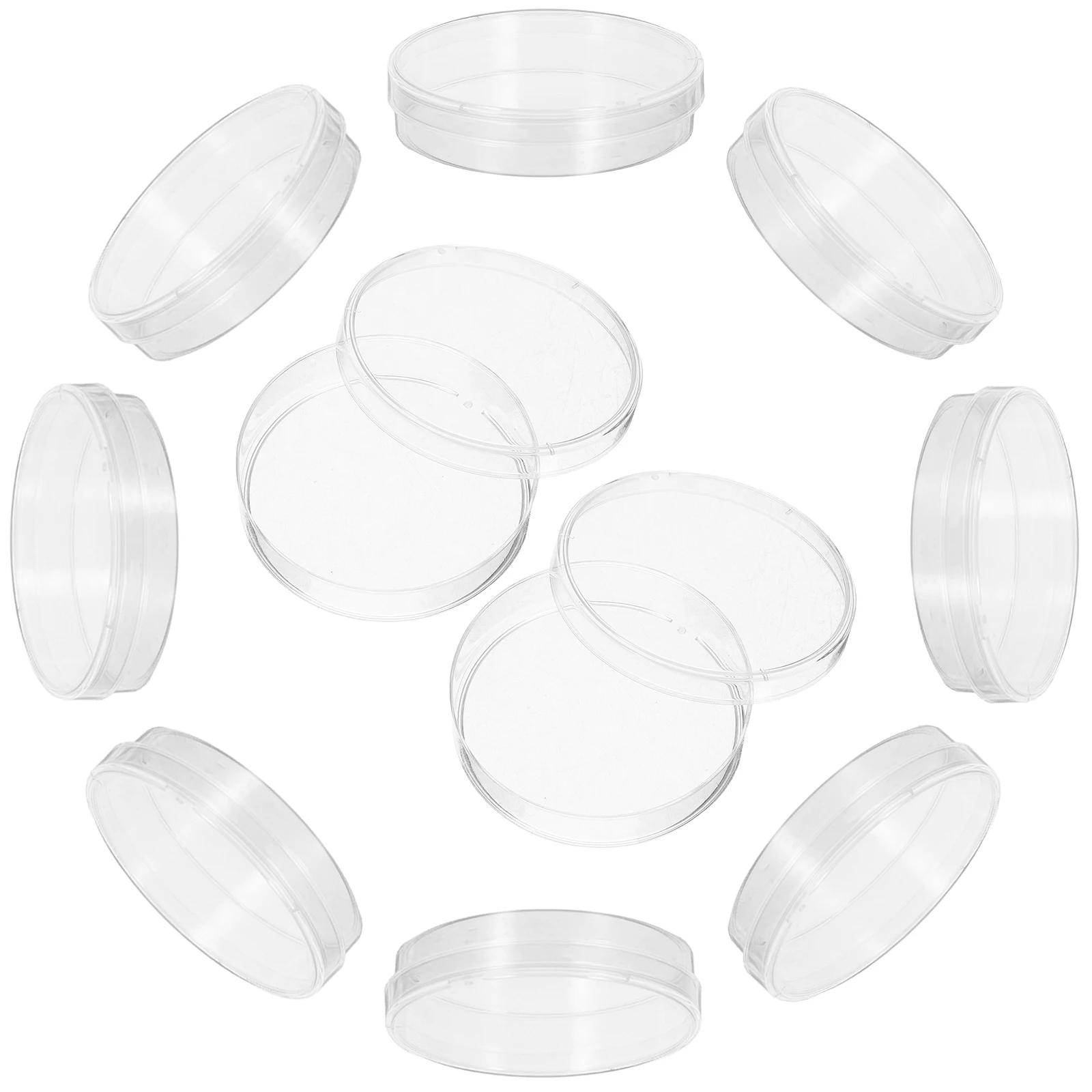 أطباق بتري زجاجية شفافة 60 مم مع أغطية 10 قطع طبق مختبر معقم لزراعة الكيمياء الدقيقة #5