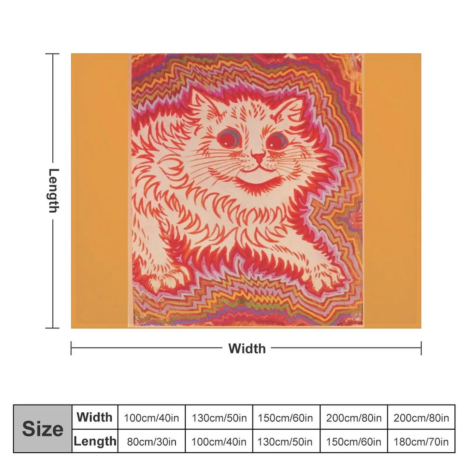 Louis Wain Orange Psychadelic Cat Throw Blanket Heavy Tourist Blankets