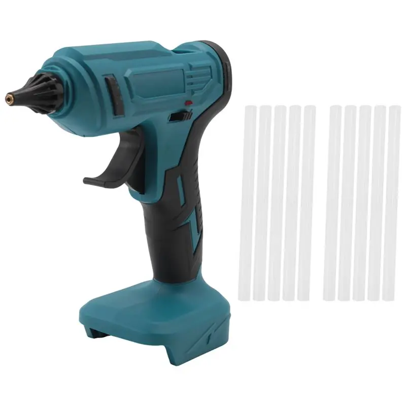 Cordless Rechargeable Hot Melt Glue Gun Portable With 10Pc 11Mm Glue Sticks For 18V Battery Pins DIY Repair Tool-A68E