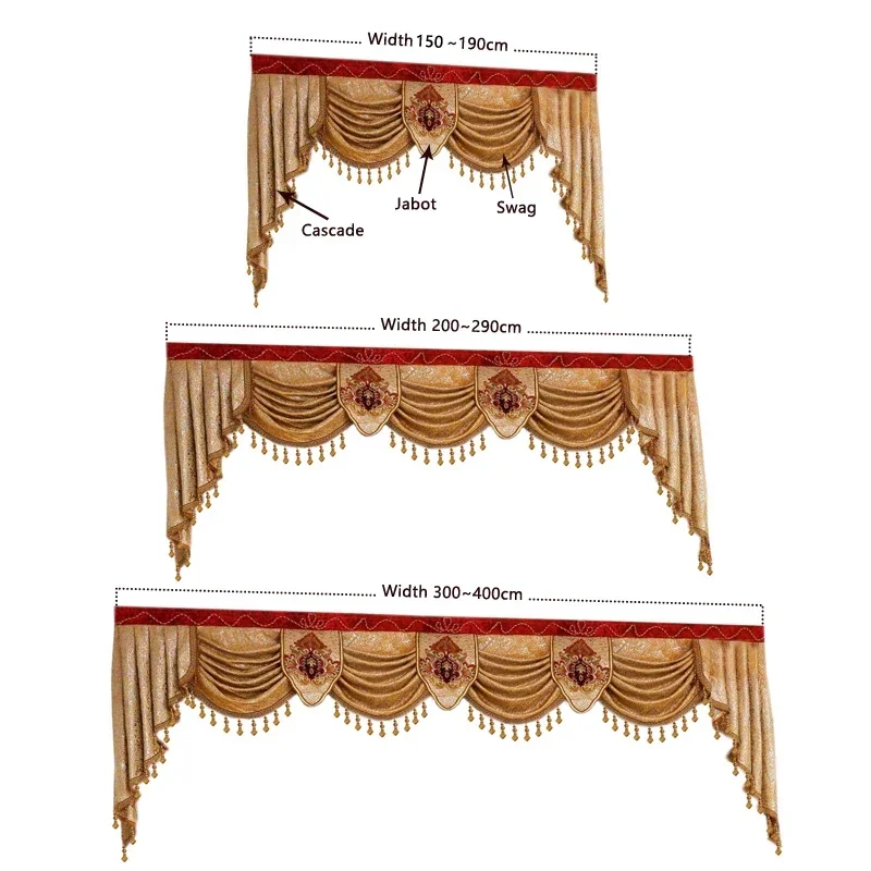 HQYQJJHYR European High Quality Valance For Living Room, Bedroom Hotel Curtain Window Top Can Be Customized Valance Size