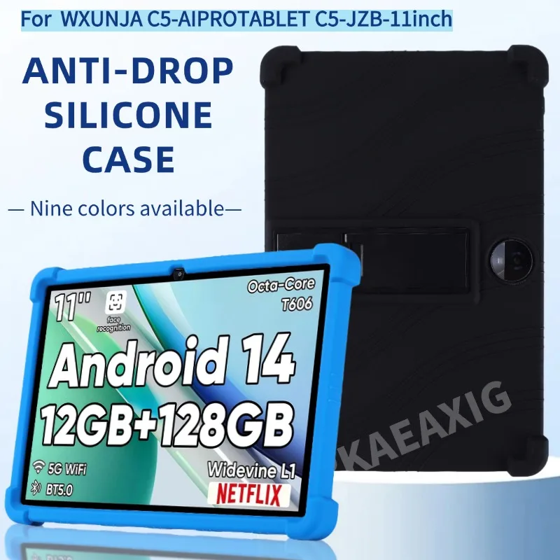 

For WXUNJA C5-PTB-HEI 11inch Tablet Case Shockproof Cover AIPROTABLET C5-JZB Case Soft Silicon Stand Protective