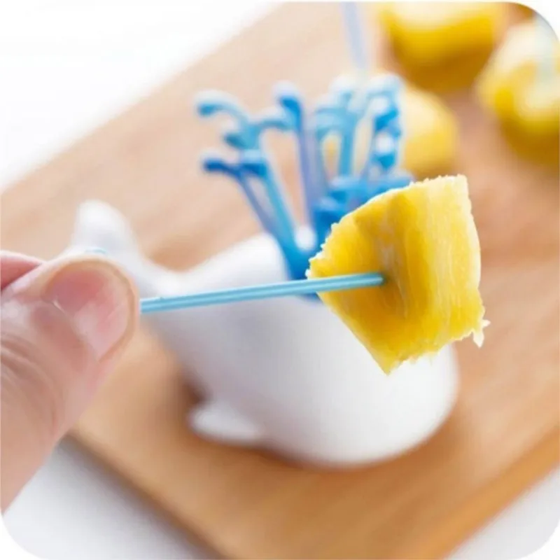 New Creative Cute Fruit Fork Animal Fruit Sign Desktop Decoration Gift for Student Household Plastic Fruit Fork 1/3/10PCS LE920