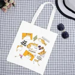 Funny Cat Women Shopping Bags Cute Cartoons Eco Shopper Shoulder Bag Fashion Printing eleceed Manga Handbag Canvas Tote Bag