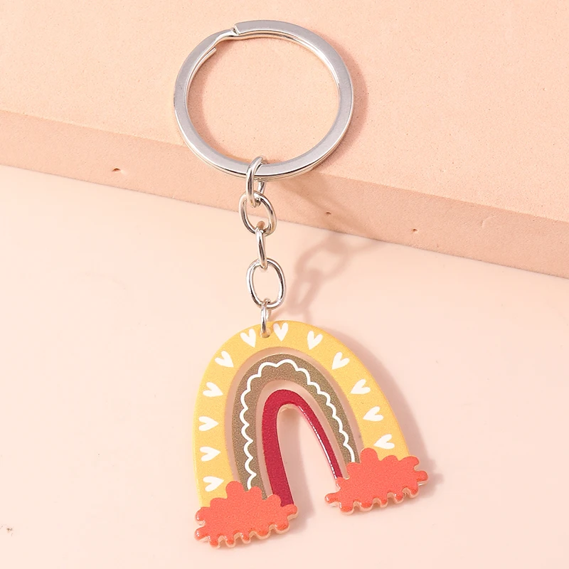 New Colorful Rainbow Keychains for Car Key Souvenir Gift for Women Men DIY Handbag Pendants Hanging Key Ring Jewelry Accessories view 3