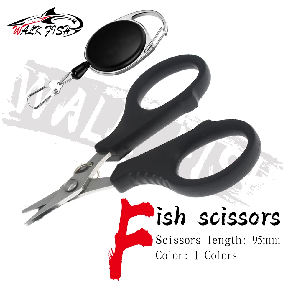 WALK FISH Stainless Steel Fishing Line Scissors Sharp Line Cutter Clipper Jagged Fishing Scissor Tackle Fishing Quick Knot