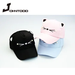 2021 Fashion Child Spring Summer Tide Pearl Wild Cute Student Cat Ears Visor Solid Baseball Cap Girls Adjustable Baseball Cap