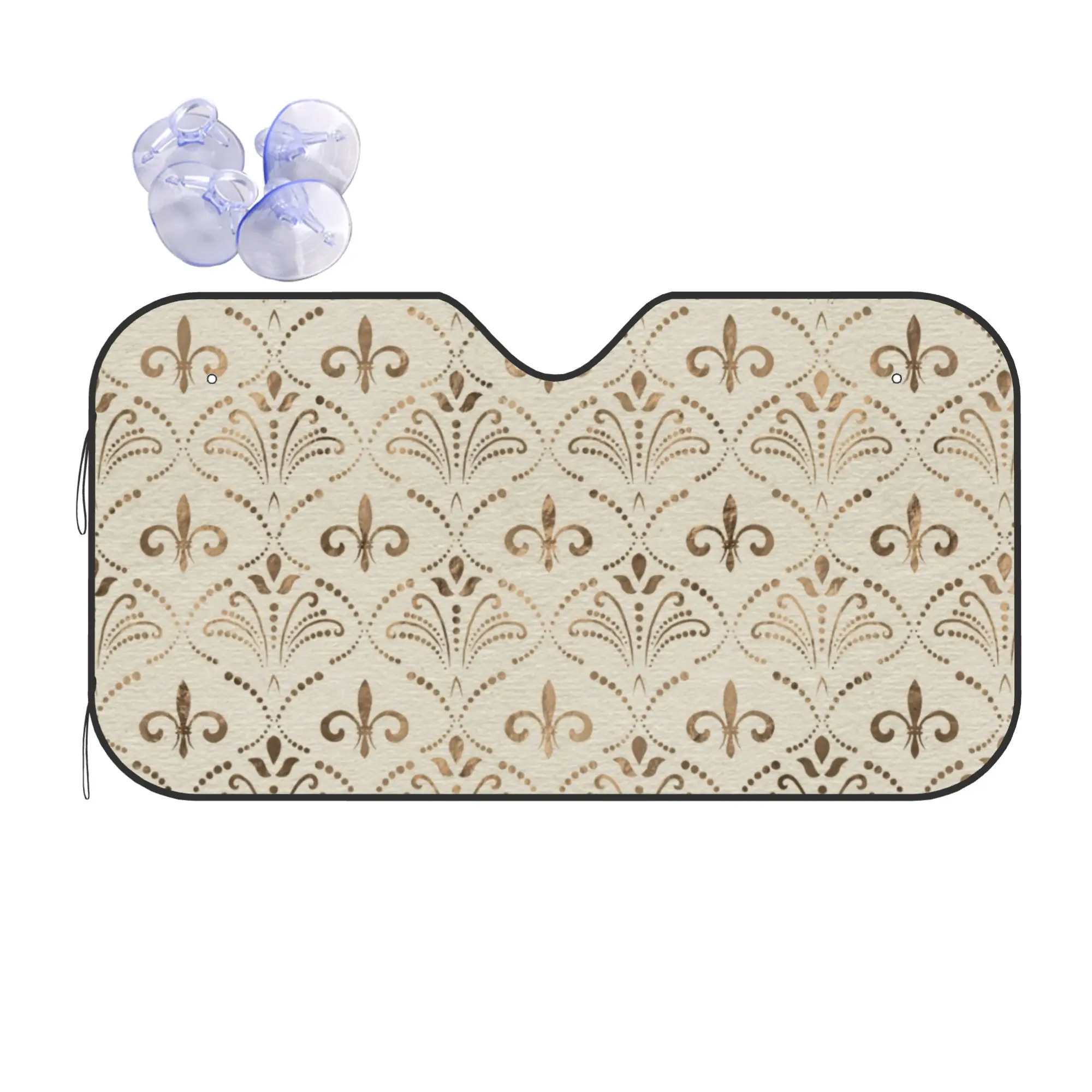Elegant Fleur-de-lis Pattern Car Front Windshield Sun Visor Heat Insulation UV Protection Portable Aluminum Foil Auto Visor