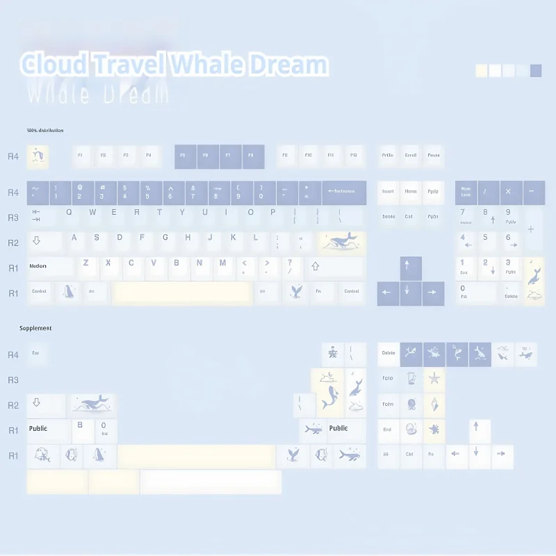 

Keycap Mechanical Keyboard Original Yunyou Whale Dream Factory High Pbt Five Sided Heat Sublimation Customized Blue Ergonomic