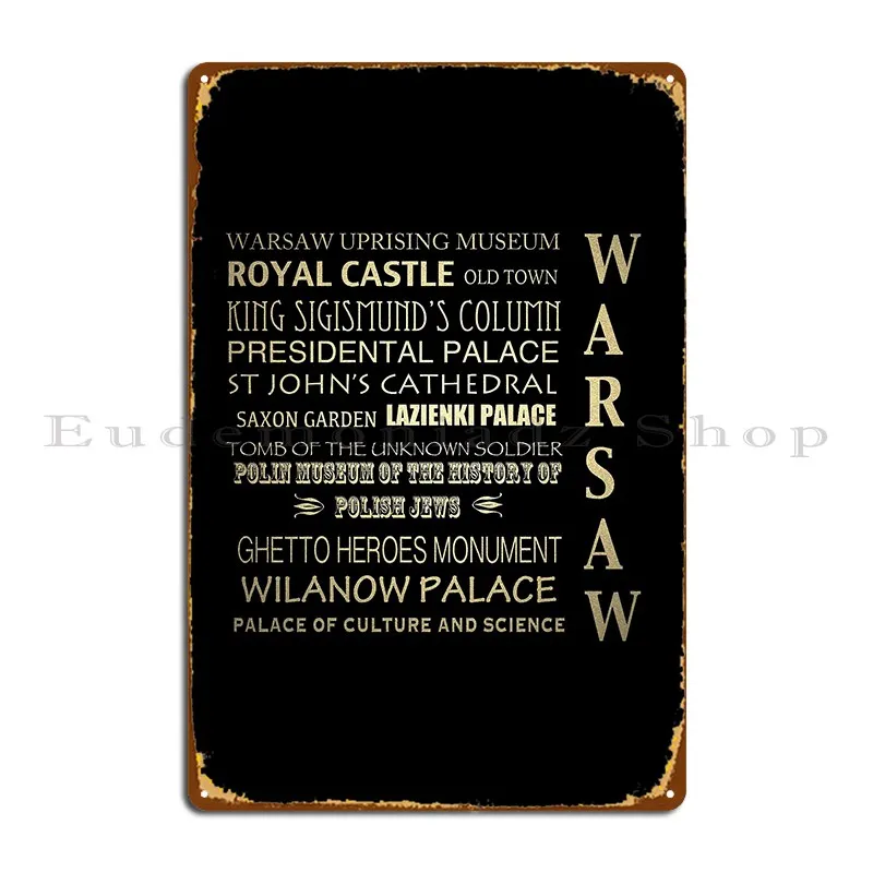 Варшава знаменитые достопримечательности металлический знак клубный бар гостиная дом персонализированный клубный жестяной знак плакат Варшава знаменитые достопримечательности металлический знак клубный бар гостиная дом персонализированный клубный жестяной знак плакат