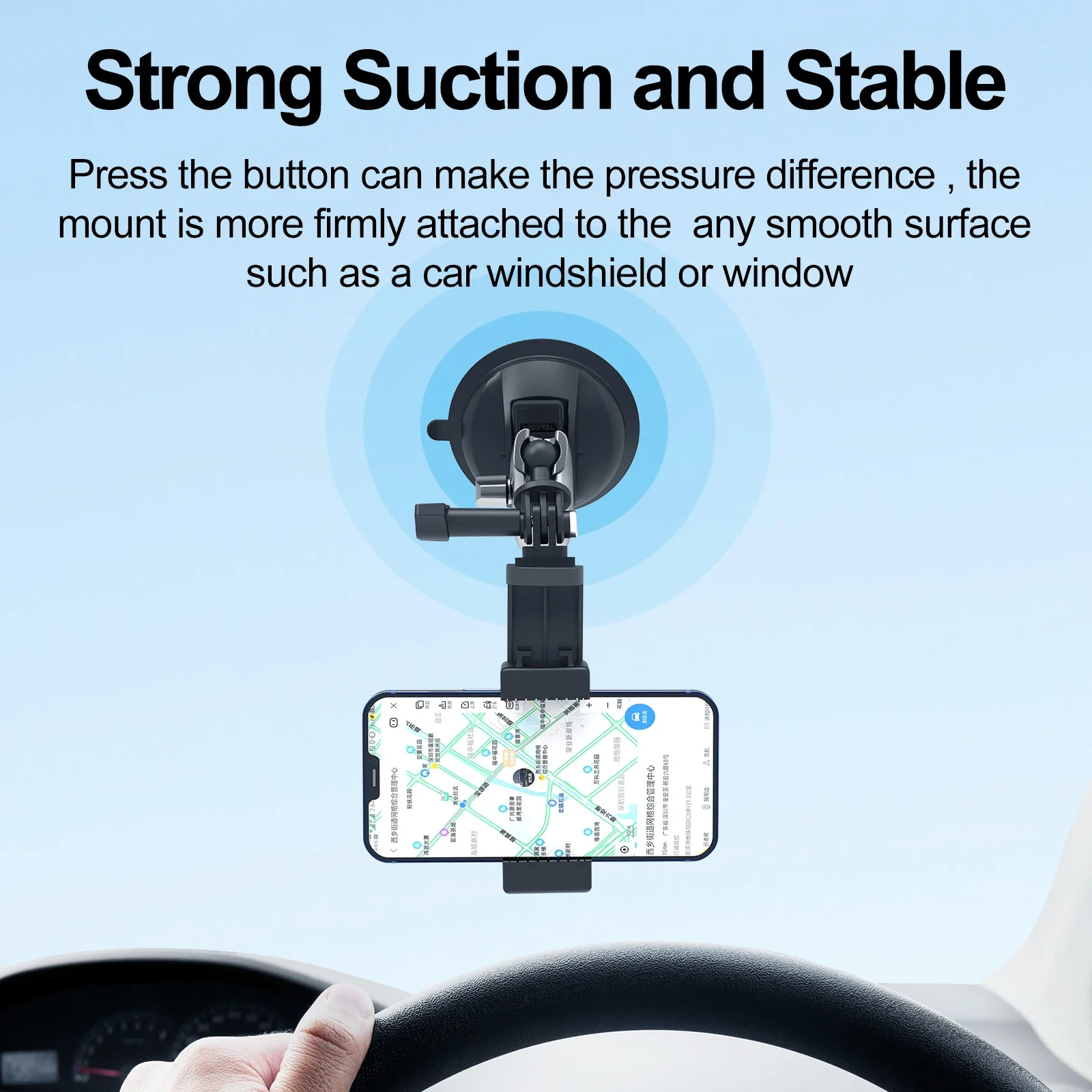 TELESIN Car Suction Phone Holder Camera Mount for GoPro Hero 13 12 11 10 9 8 DJI OSMO Action 5 4 3 Insta360 Phone Accessories