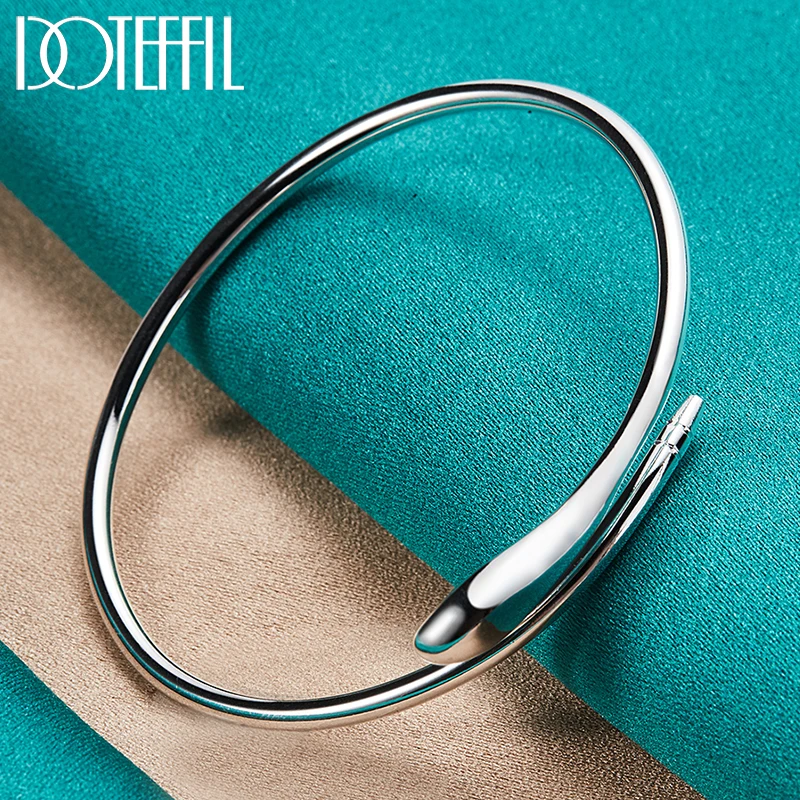 

DOTEFFIL 925 Sterling Silver Opening Cuff Bangle Bracelet For Women Man Fine Fashion Jewelry