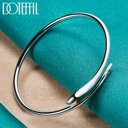 DOTEFFIL 925 Sterling Silver Opening Cuff Bangle Bracelet For Women Man Fine Fashion Jewelry