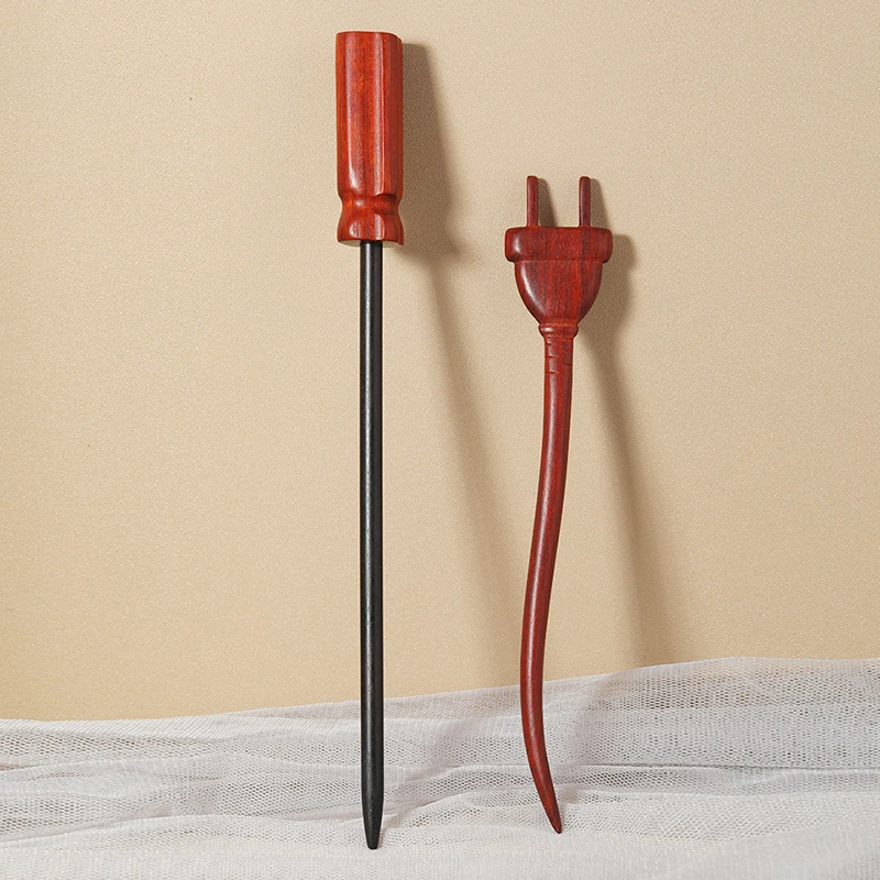 

Модная ретро-заколка для волос из дерева в виде инструмента, креативная, забавная, в виде палочек для еды, для длинных волос, аксессуар для волос, украшение для головы, заколка-шпилька