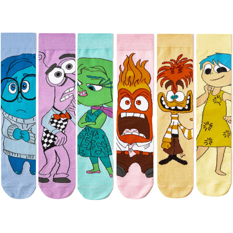 

1-6PSC Cartoon Emotion Anime Personified Print Socks - Playful Colourful Girls' and Children's Short Socks, Outdoor Sports Style