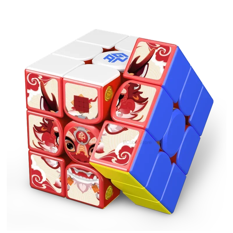 LIMITED EDITION!!! [ECube] GAN356M E 3x3x3 Magnetic Loong Year Special Dragon Year Magic Cube 3x3 Speed GAN356M E Puzzle GES Toy