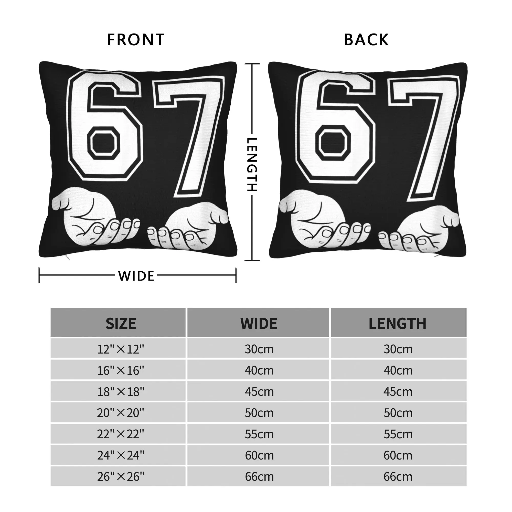 Six Seven 67 Minimal Number Design with Open Hands Pillow Cover  Kawaii Pillow Case For Couch Sofa Bedroom Soft Pillowcases Gift