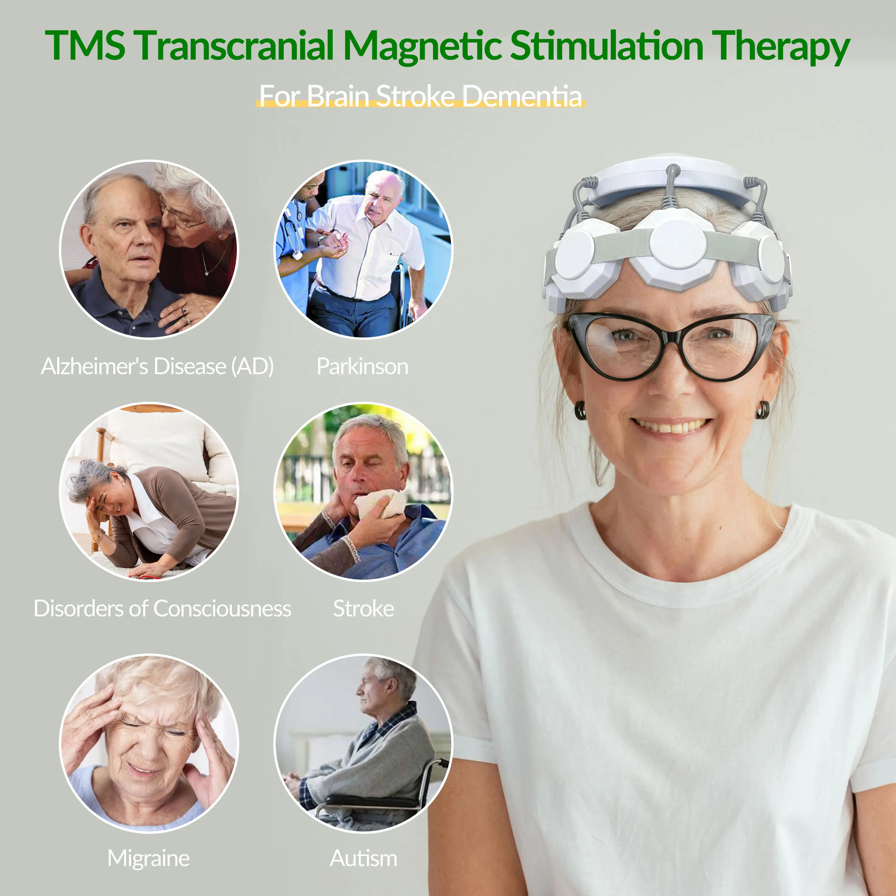 Newest Upgrade TMS Magnetic Brain Stimulation Machine for Stroke Recovery & Parkinson's Treatment Adjustable 6-19mT Strength