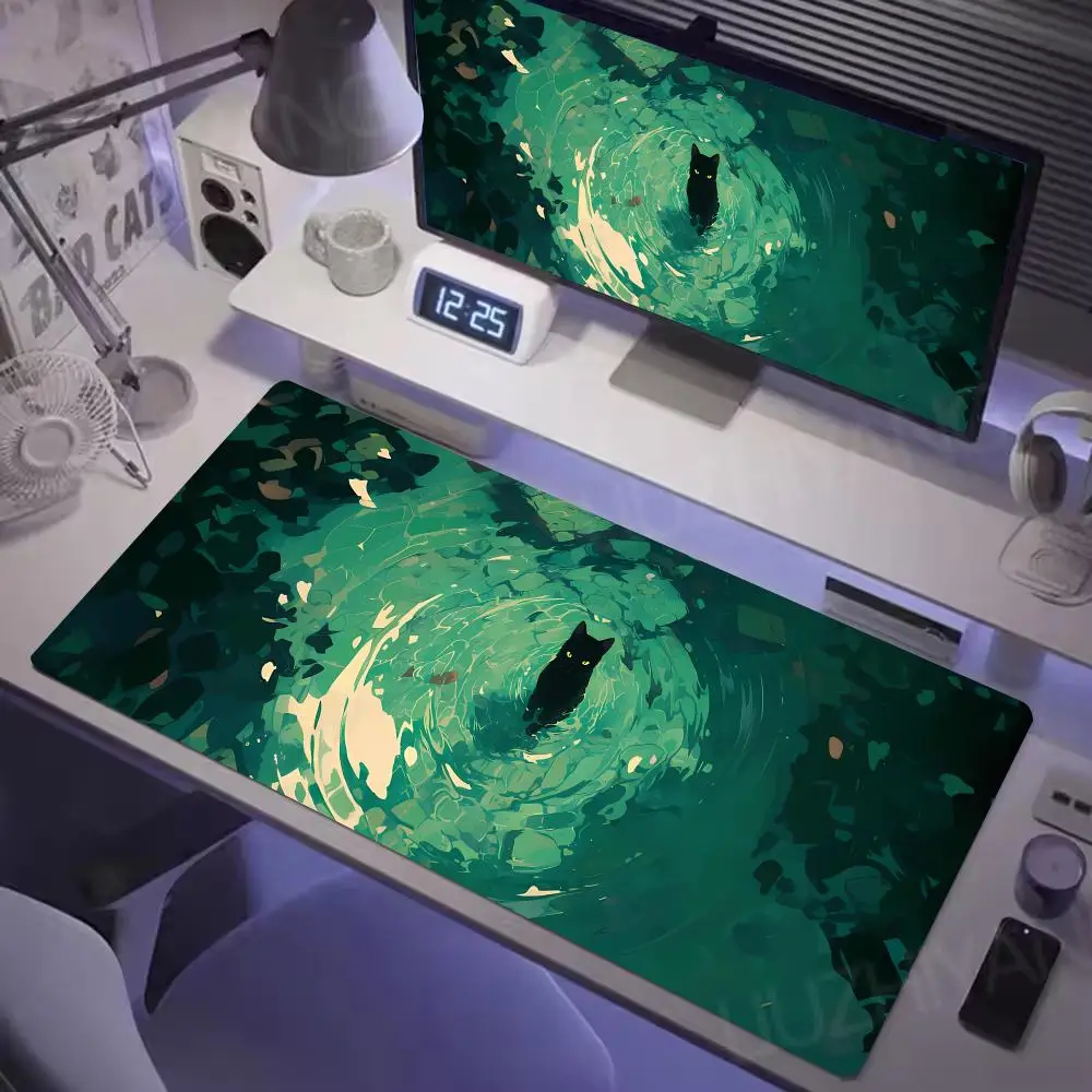 Cute cartoon cat fish Mouse Pad Computer Laptop Keyboard Pads Office Large Desk Mat Game Mousepad Rubber Non-Slip Rug 900X400mm